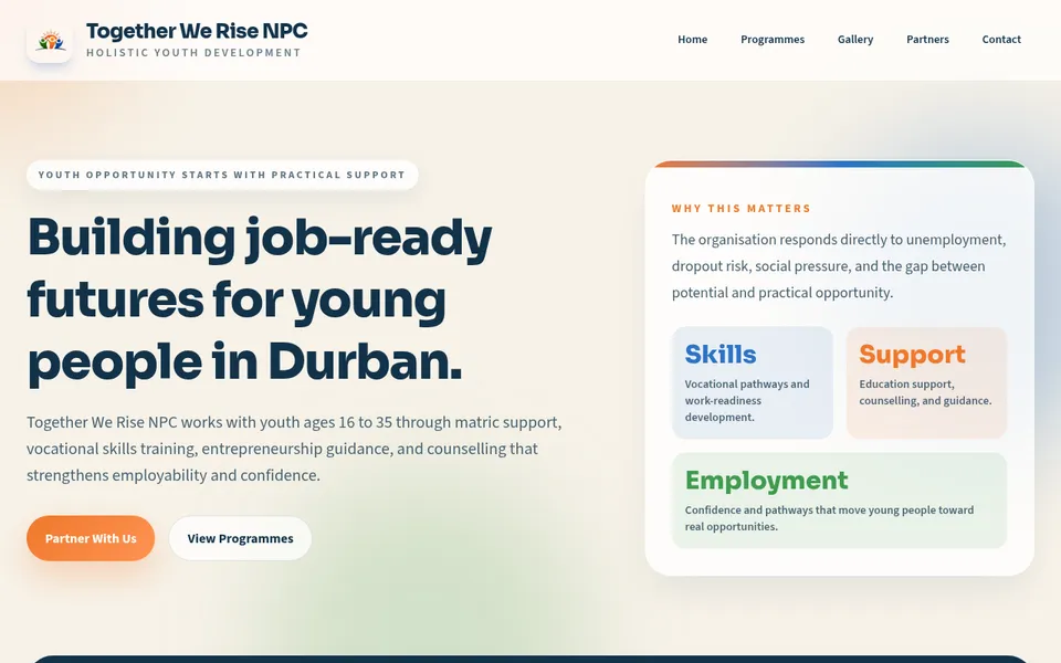 Together We Rise website homepage